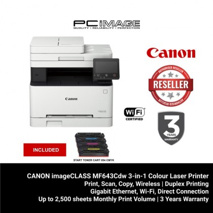 CANON MF643CDW 3in1 Colour Multifunction Laser Printer + FREE RM200 TNG