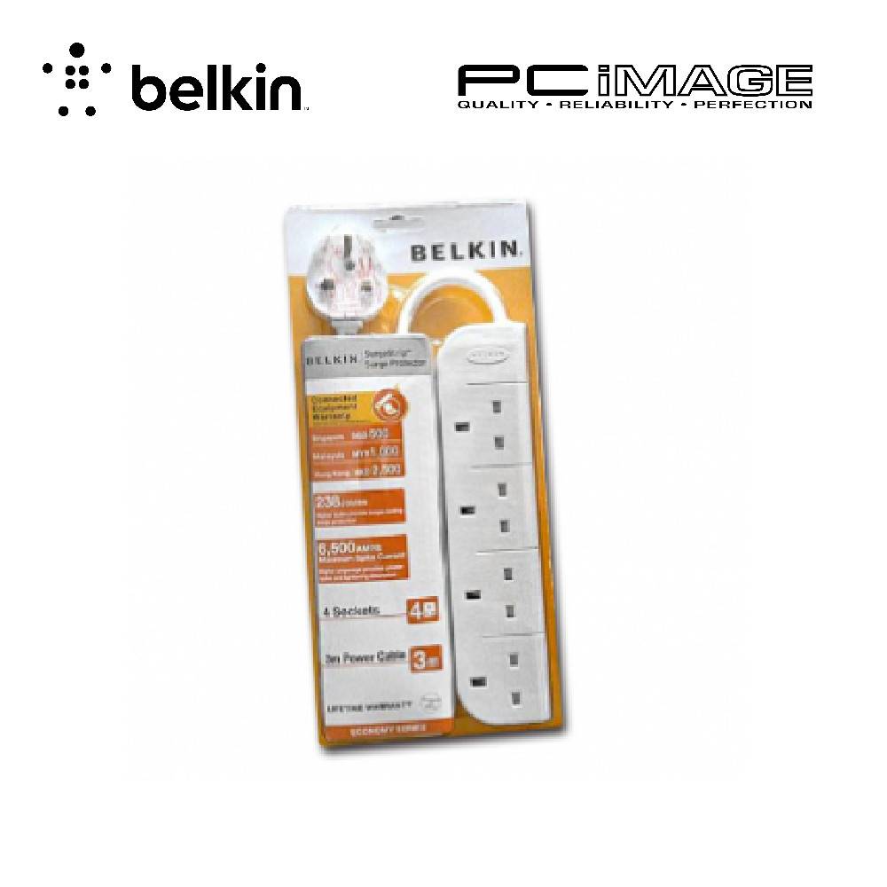 BELKIN F9E400SA3M 4OUTLET SURGE PROTECTOR 3METER PC IMAGE