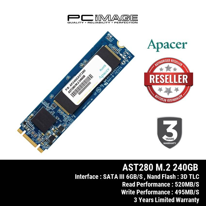 APACER AST280 SATAIII 6GB/S M.2 SSD / SOLID STATE DRIVE -120GB / 240GB ...
