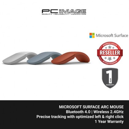 Microsoft Surface Arc Bluetooth Mouse (Silver CZV-00005 / Ice Blue CZV-00069 / Poppy Red CZV-00079)