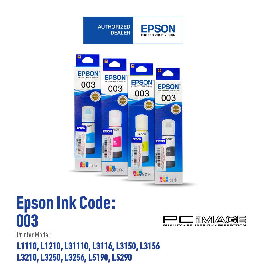 Epson Original 003 (BKCMY) Refill Ink Bottle L1110/L3110/L3150/L5190