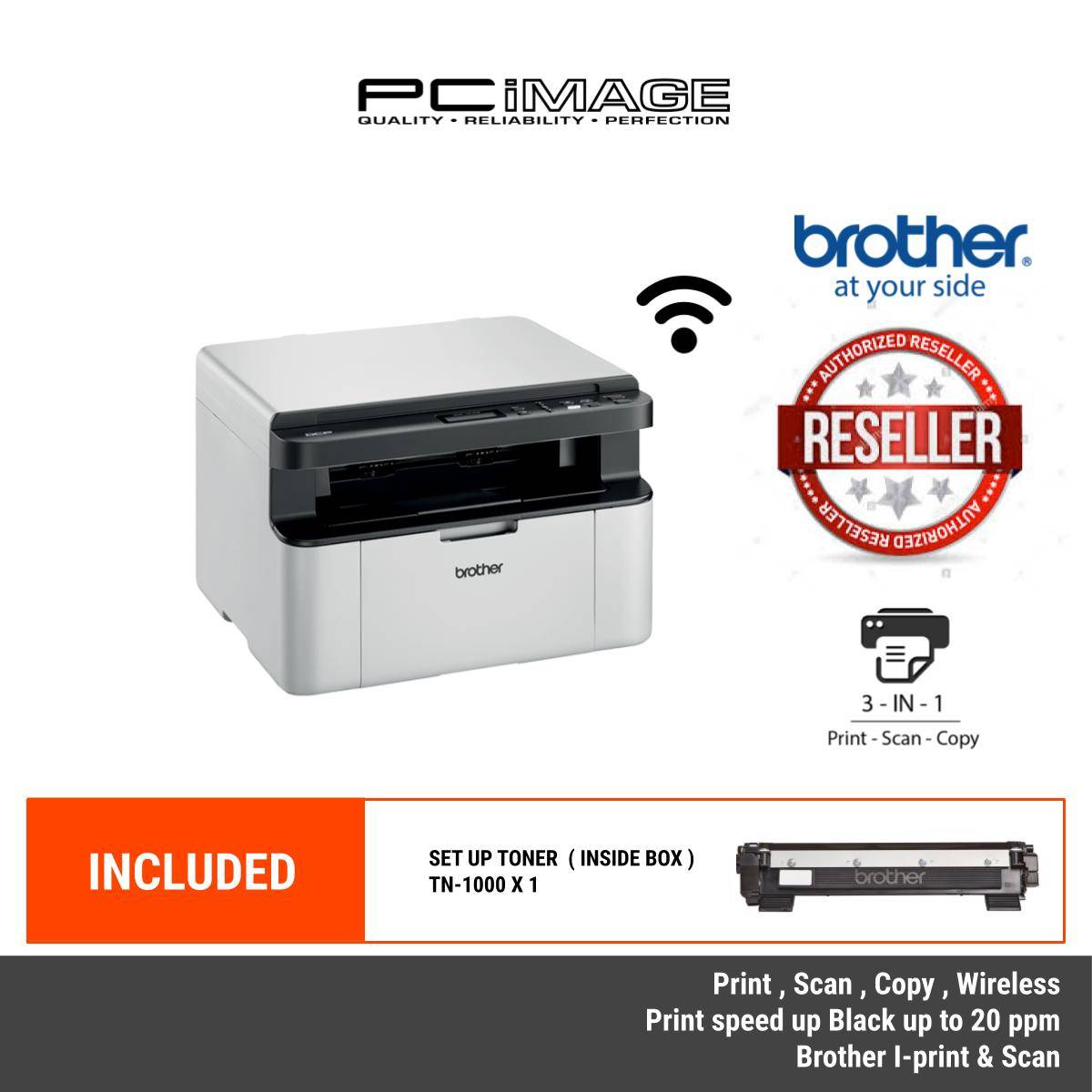 Vedhæft til blød Afslut BROTHER DCP-1610W WIRELESS MULTI-FUNCTION MONOCHROME LASER PRINTER -PRINT.SCAN.COPY  + FREE TNG EWALLET