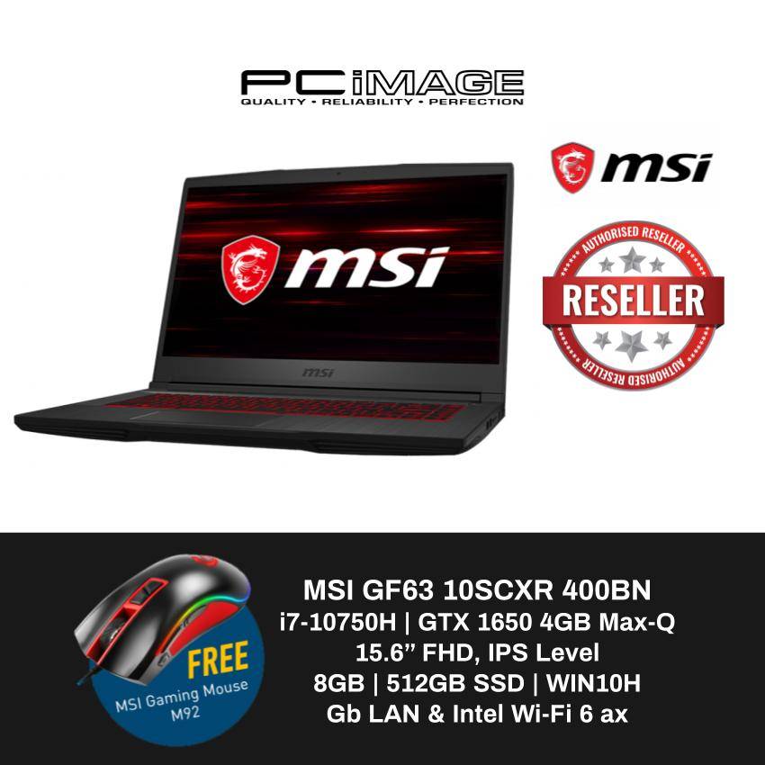 MSI GF63 10SCXR-047MY/400BN 15.6" Gaming Laptop | PC Image