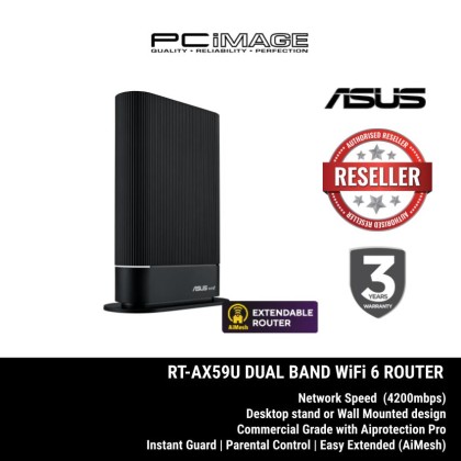 ASUS RT-AX59U WiFi 6 AX4200 AiMesh Extendable Router Wireless AX AiProtection Pro Parental Control