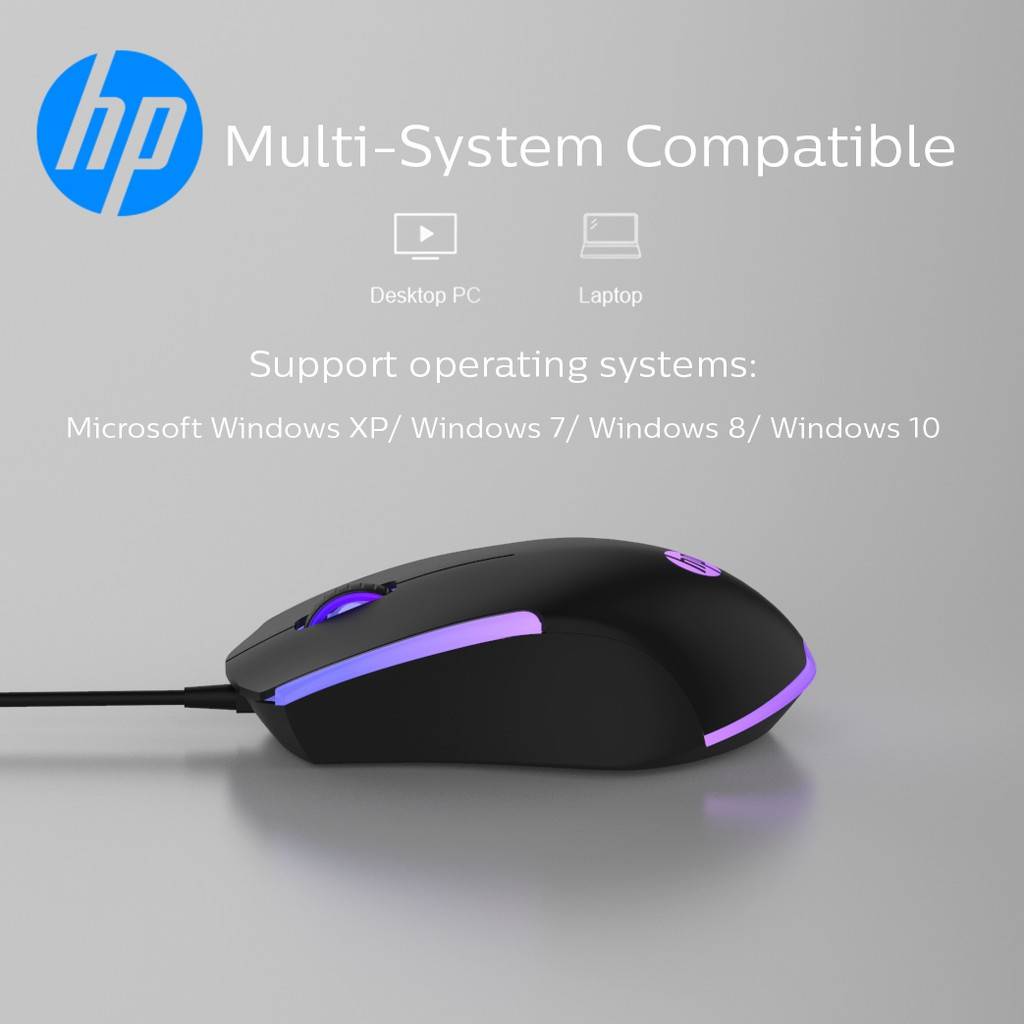 HP M160 Gaming Mouse with moving RGB lighting effects 1000 DPI optical USB 3 buttons