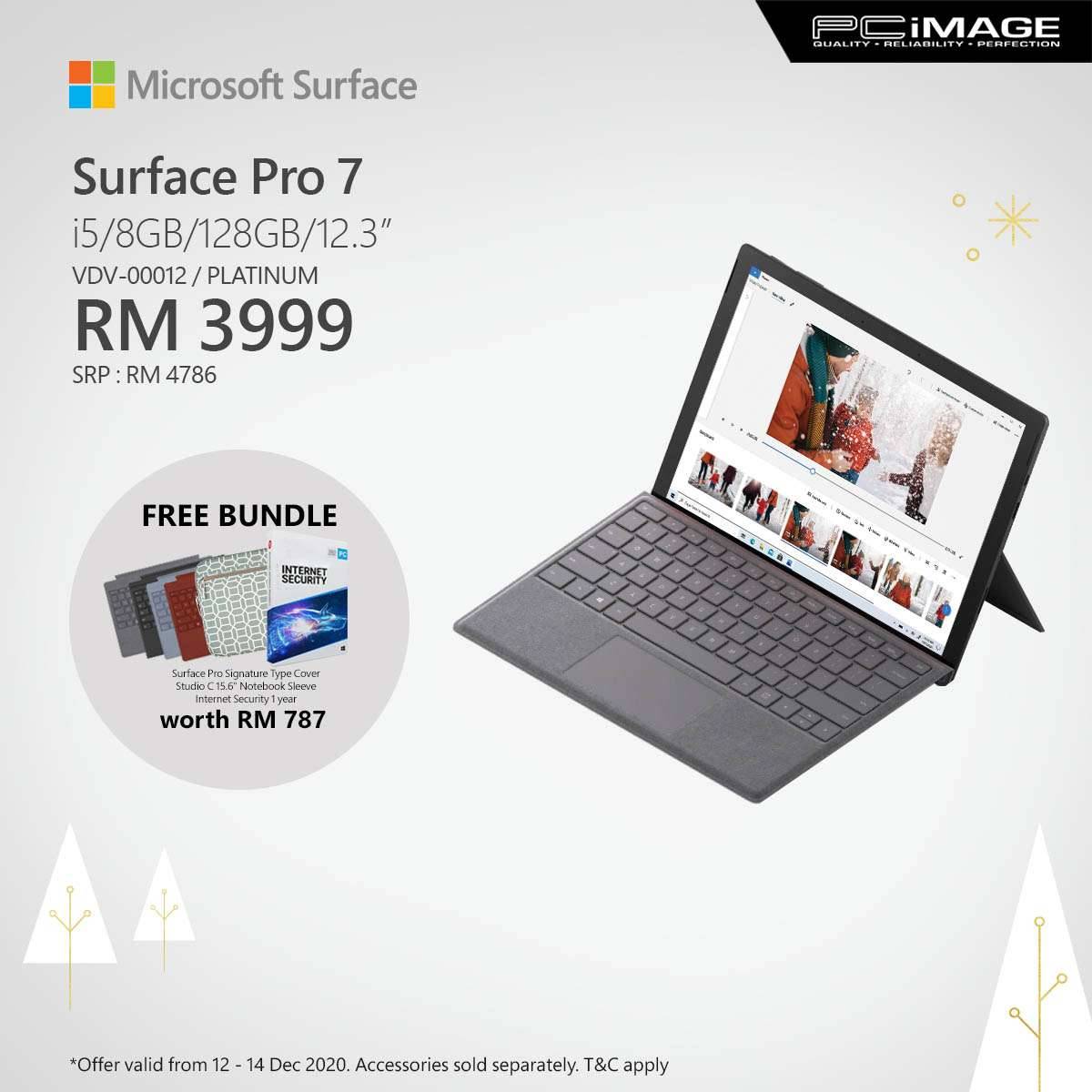 Microsoft Surface Pro 7 Core I5 8gb Ram 128gb Platinum Pc Image Malaysia Authorised Reseller