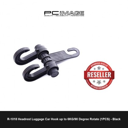 R-1018 Headrest Luggage Car Hook up to 6KG/90 Degree Rotate (1PCS) - Black