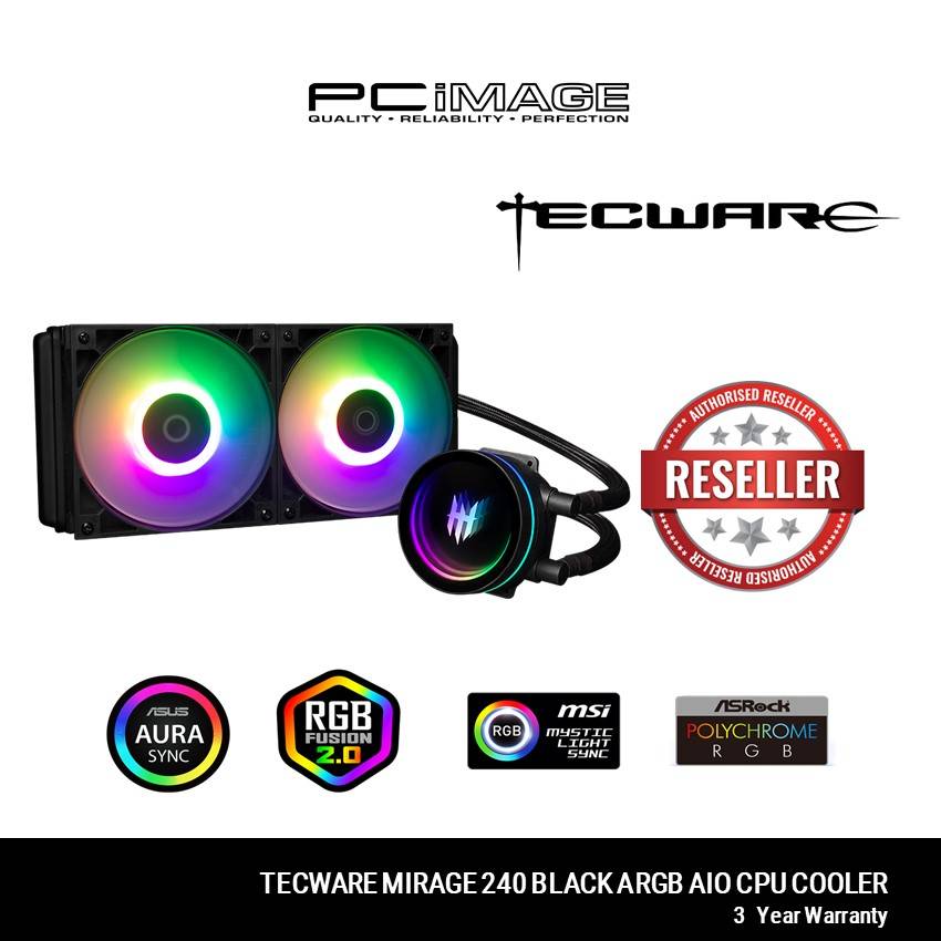 TECWARE MIRAGE 240 BLACK ARGB AIO CPU COOLER PCIMAGE
