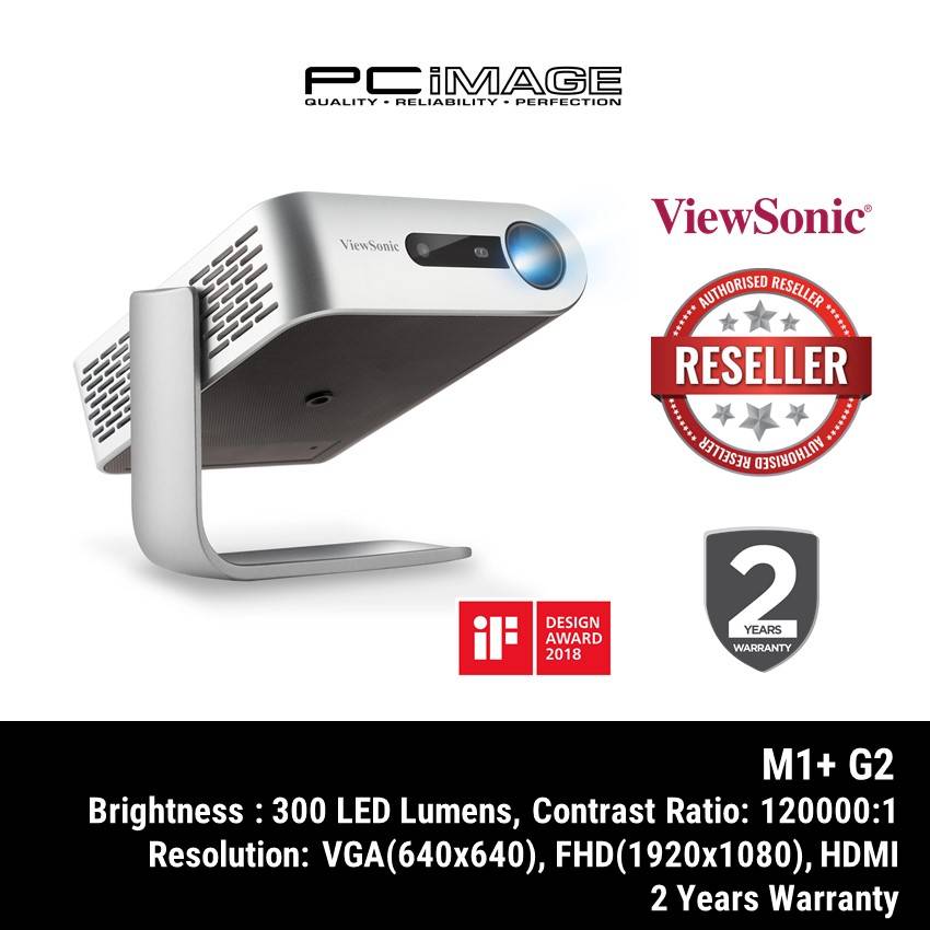 Viewsonic M1+ G2 300 ANSI Lumens Portable Projector with WiFI, BT