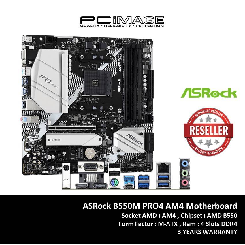 ASROCK B550M PRO4 AM4 MICRO ATX MOTHERBOARD PC IMAGE MALAYSIA