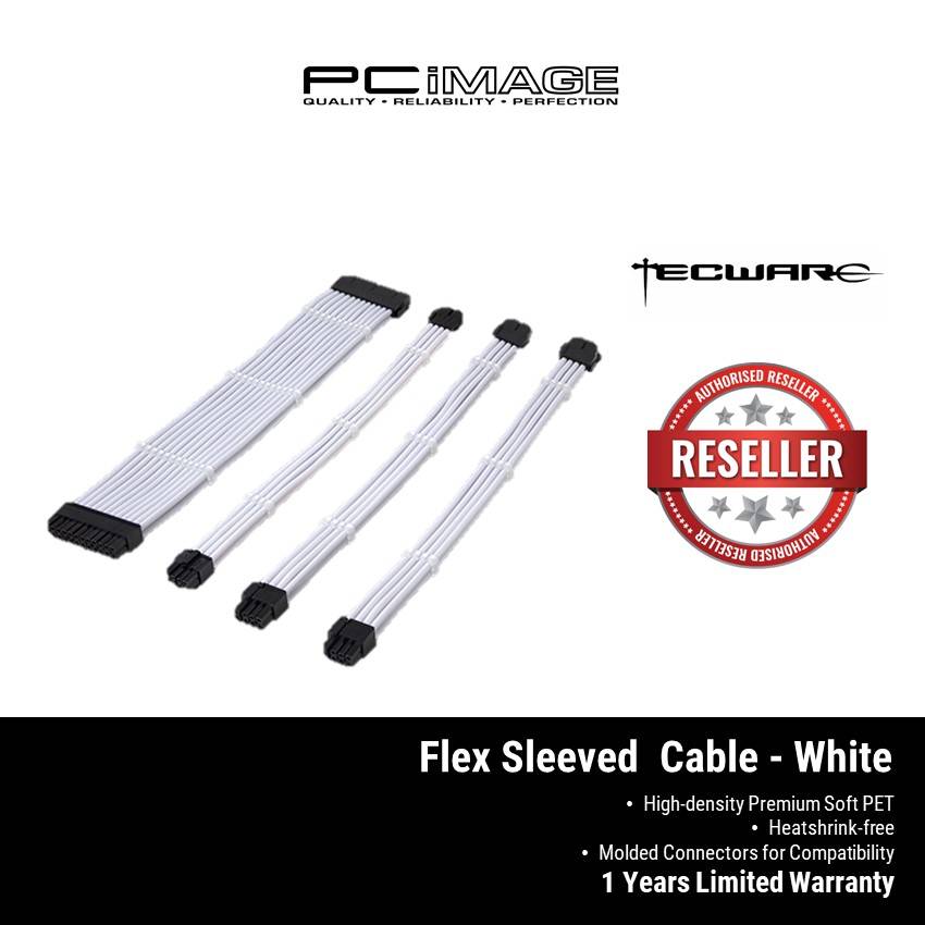 TECWARE FLEX SLEEVED EXTENSION CABLESWHITE PC IMAGE MALAYSIA