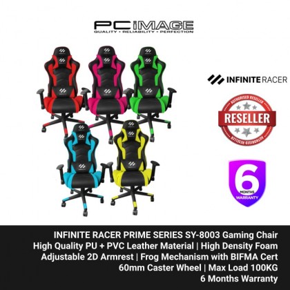 INFINITE RACER PRIME SERIES SY-8003 Gaming Chair - 2D Armrest, Plastic Base, 60mm Caster, PU Leather, <100KG