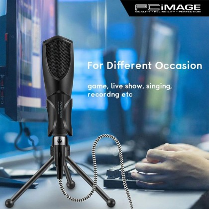 YANMAI Q3B Gaming Microphone with Foldable Tripod Stand - Black