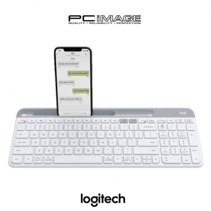 Logitech K580 Slim Multi Device Wireless Keyboard With Built In Phone Cradle, Whisper-Quiet, Fluid Keyboard