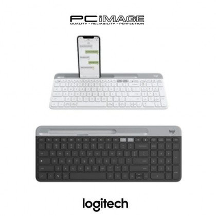 Logitech K580 Slim Multi Device Wireless Keyboard With Built In Phone Cradle, Whisper-Quiet, Fluid Keyboard