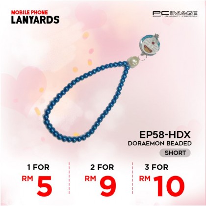 Doraemon Beaded Mobile Phone Lanyard - Short