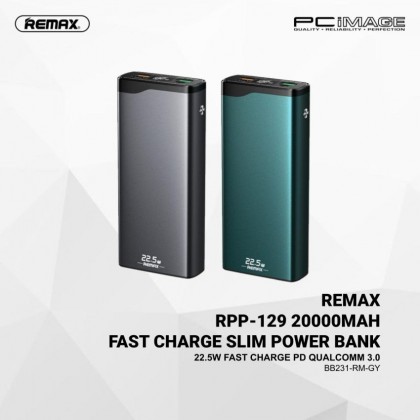 REMAX RPP-129 20000MAH Fast Charge Slim & Portable Suchy Series PowerBank 3A - Grey