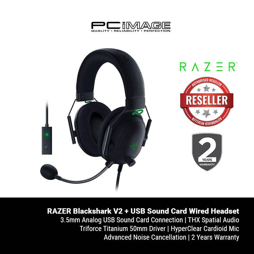 ヘッドホン Razer BLACKSHARK V2 usb sound card Razer BlackShark V2 - Gaming Headset USB Soundcard (Black)