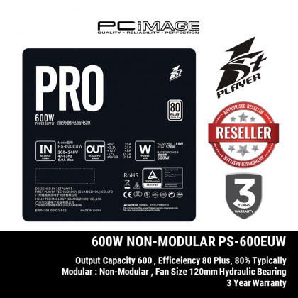 1STPLAYER PRO 600W 80PLUS WHITE POWER SUPPLY - PS-600EUW