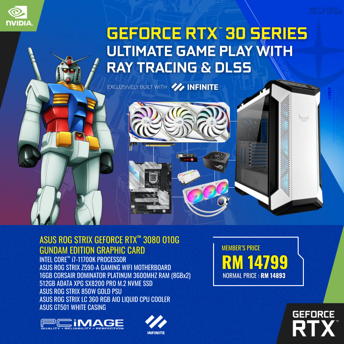 INFINITE PC PACKAGE ASUS ROG STRIX GEFORCE RTX 3080 010G GUNDAM EDITION