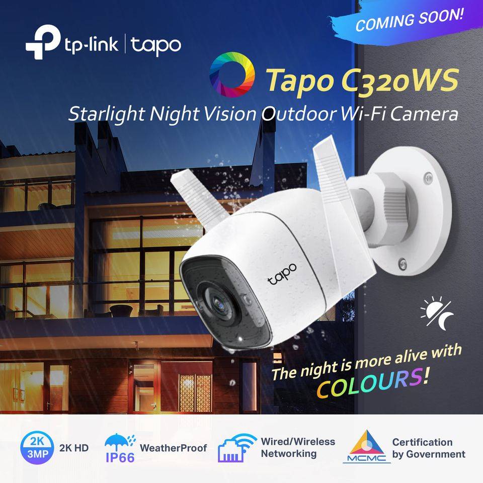 TPLink Tapo C320WS 2K/4MP Full Color Night Vision Outdoor IP66